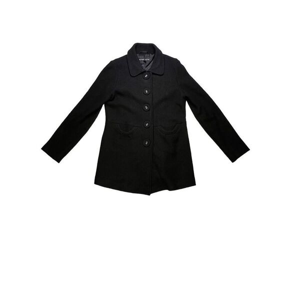 Blanc Noir coat jacket women’s Large black wool blend 4 button collared - Picture 5 of 13